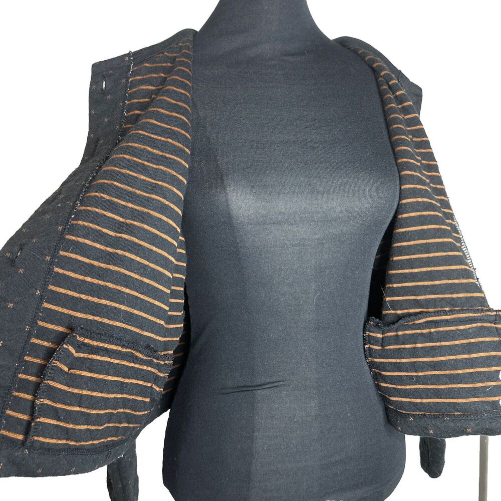 VTG Tarazzia Sport Quilted Button Cardigan Cropped Black Jacket M Grandmacore - Picture 9 of 10